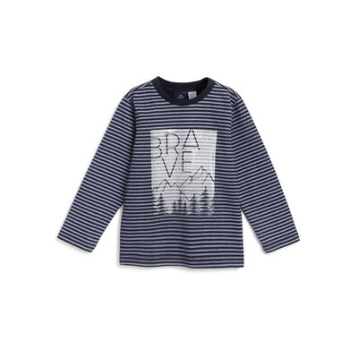 Boys Dark Blue Striped Long Sleeve T-Shirt